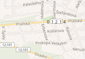 Erbenova v obci Úvaly - mapa ulice