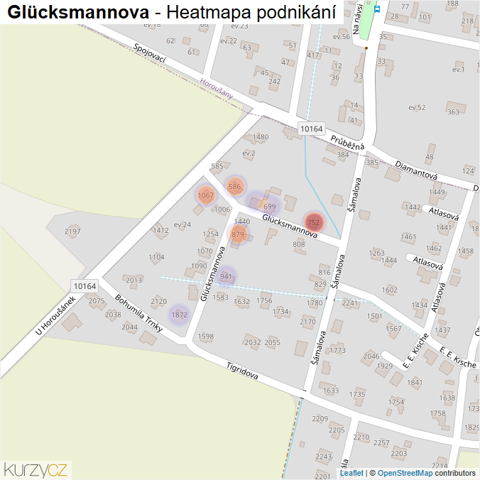 Mapa Glücksmannova - Firmy v ulici.