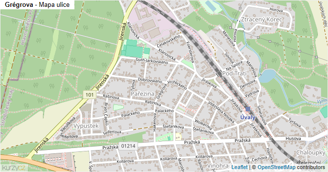 Grégrova - mapa ulice