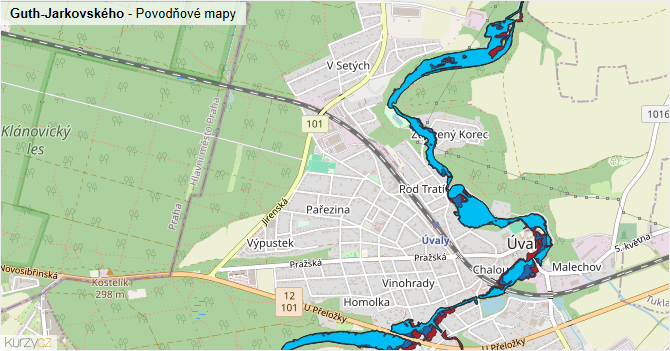 Guth-Jarkovského - záplavové mapy stoleté vody