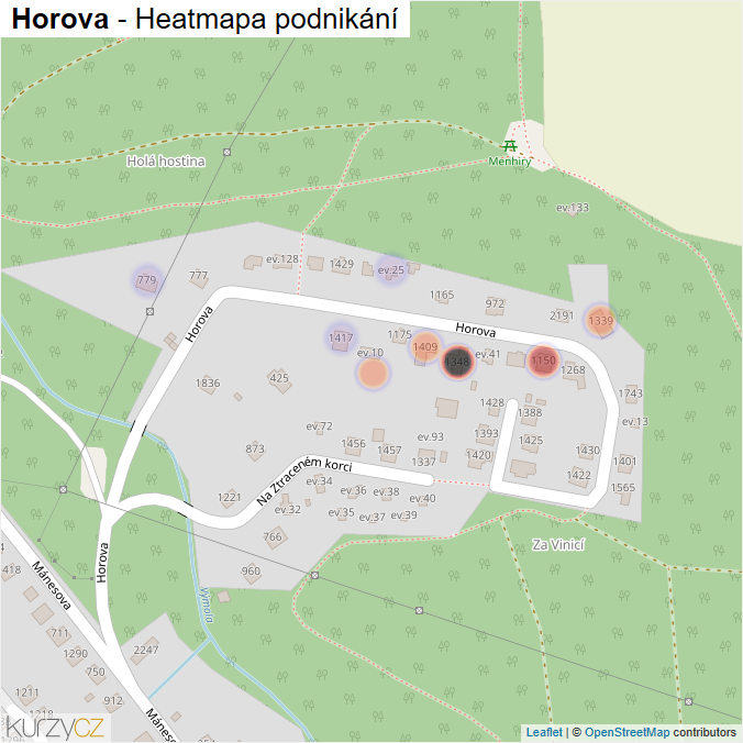 Mapa Horova - Firmy v ulici.