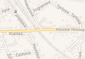 Husova v obci Úvaly - mapa ulice