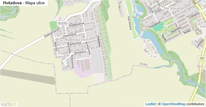 Hvězdova - mapa ulice