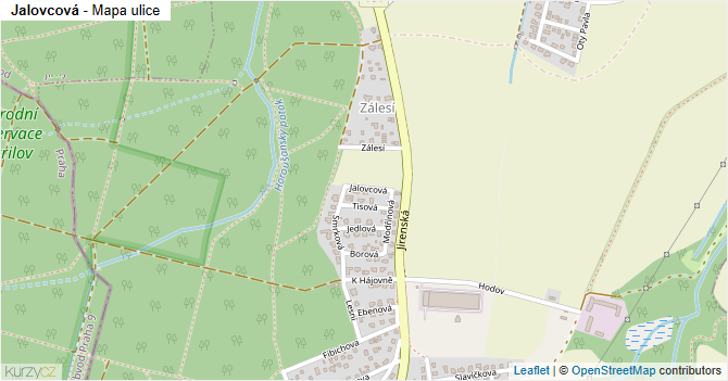 Jalovcová - mapa ulice