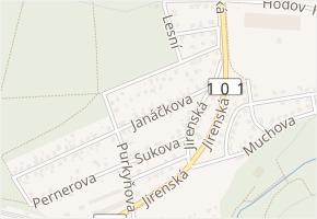 Janáčkova v obci Úvaly - mapa ulice