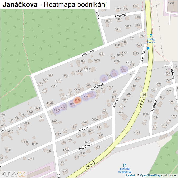 Mapa Janáčkova - Firmy v ulici.