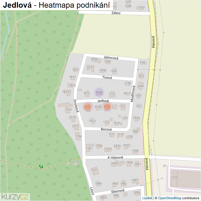 Mapa Jedlová - Firmy v ulici.