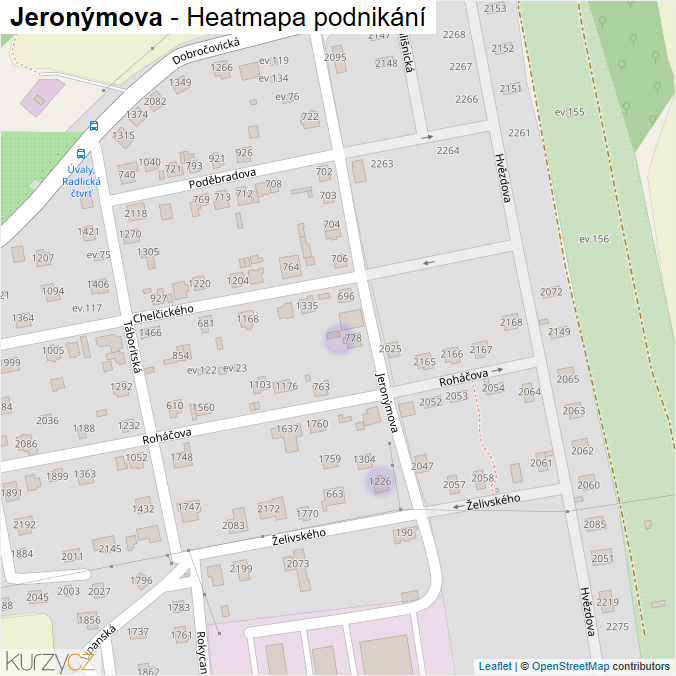 Mapa Jeronýmova - Firmy v ulici.
