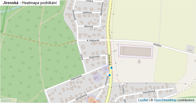Jirenská - mapa podnikání