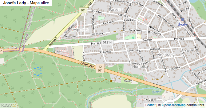 Josefa Lady - mapa ulice
