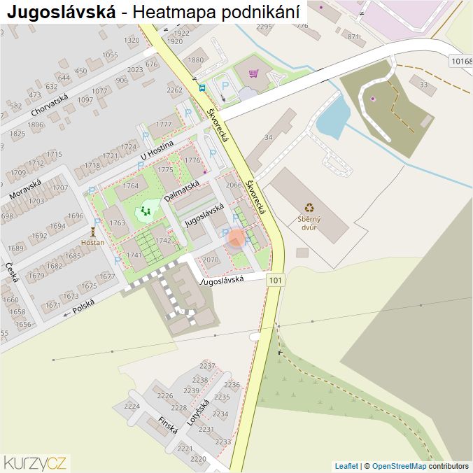 Mapa Jugoslávská - Firmy v ulici.