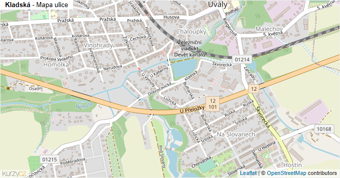 Kladská - mapa ulice