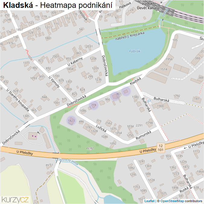 Mapa Kladská - Firmy v ulici.