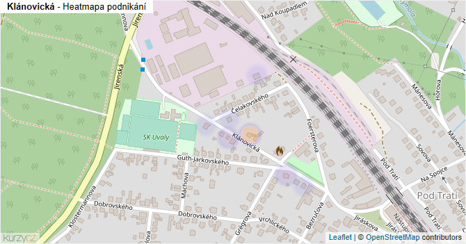 Klánovická - mapa podnikání
