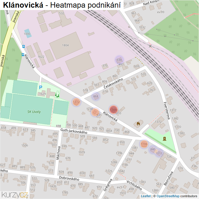 Mapa Klánovická - Firmy v ulici.