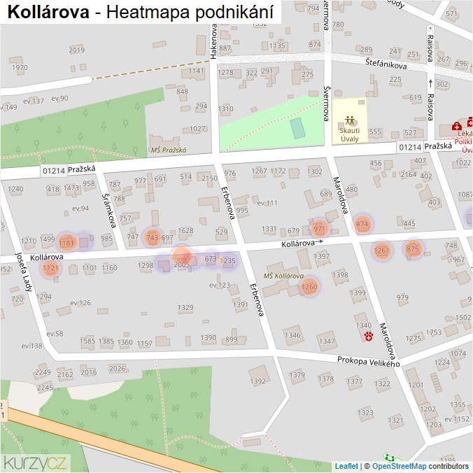 Mapa Kollárova - Firmy v ulici.
