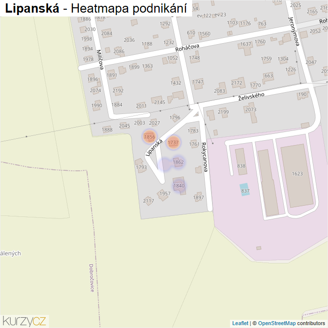 Mapa Lipanská - Firmy v ulici.