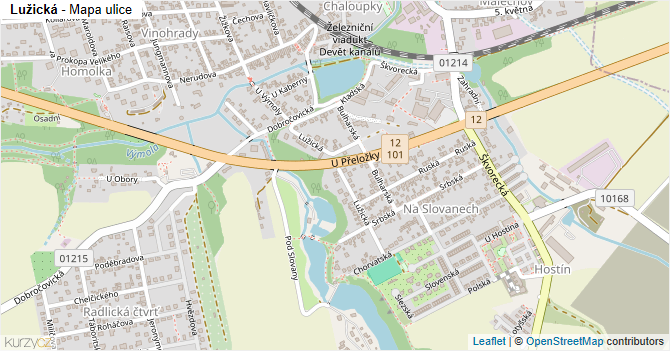Lužická - mapa ulice