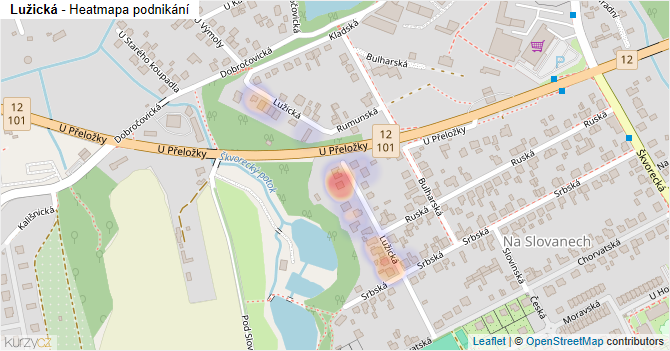 Lužická - mapa podnikání