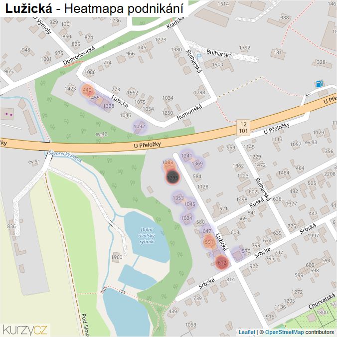 Mapa Lužická - Firmy v ulici.