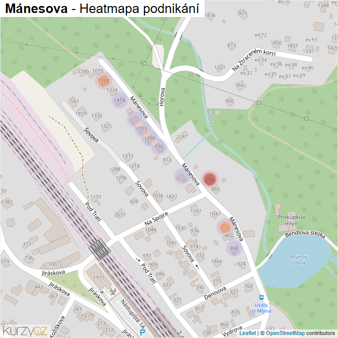Mapa Mánesova - Firmy v ulici.