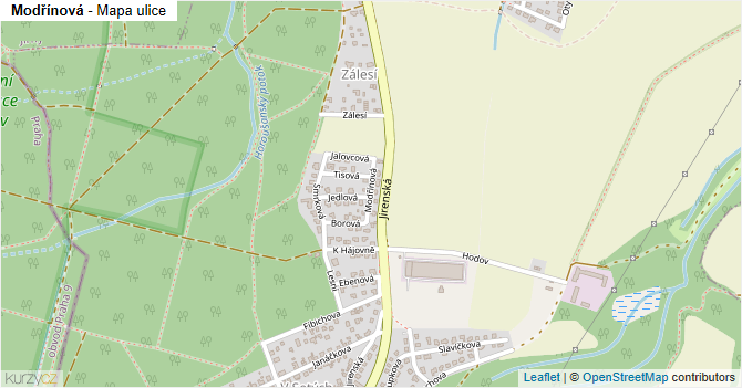 Modřínová - mapa ulice
