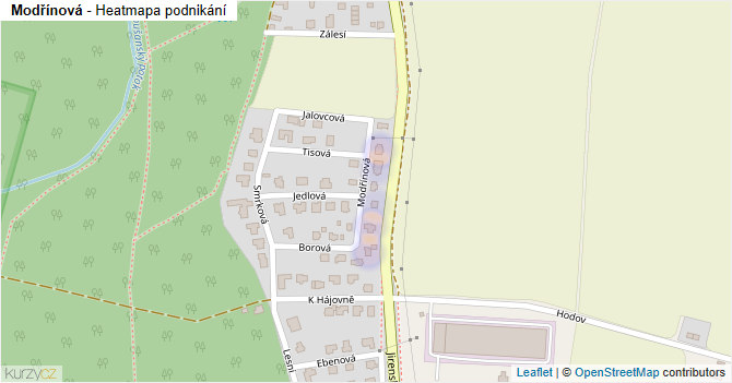 Modřínová - mapa podnikání