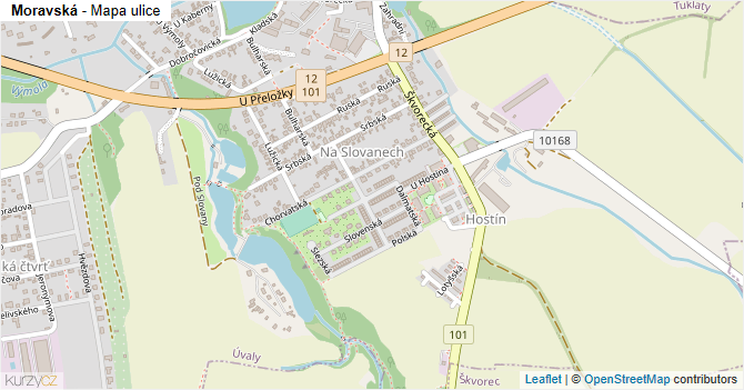 Moravská - mapa ulice