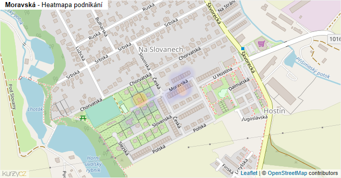 Moravská - mapa podnikání