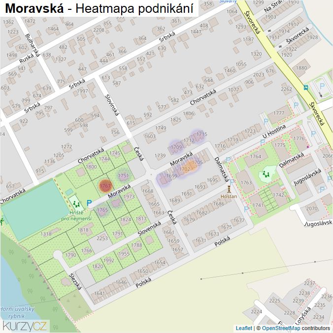 Mapa Moravská - Firmy v ulici.