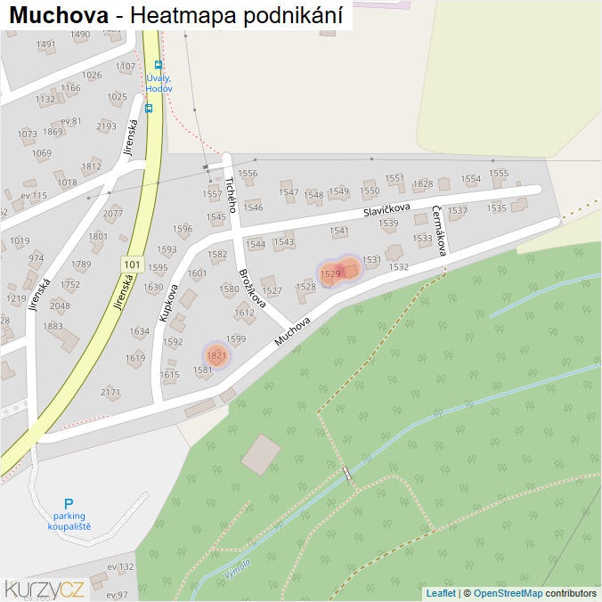 Mapa Muchova - Firmy v ulici.