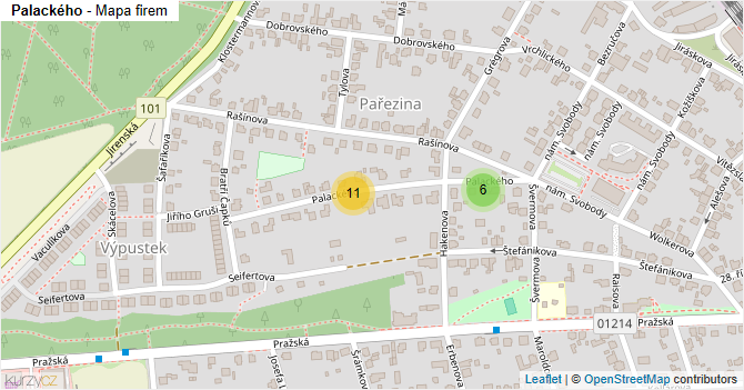 Palackého - mapa firem
