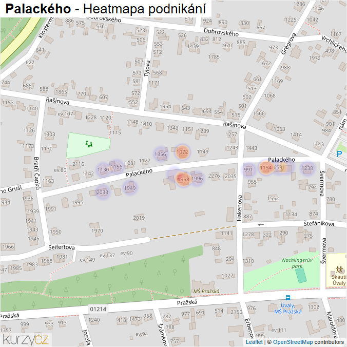 Mapa Palackého - Firmy v ulici.