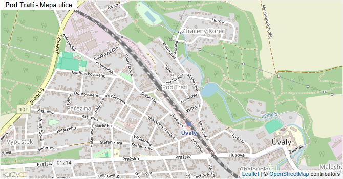 Pod Tratí - mapa ulice