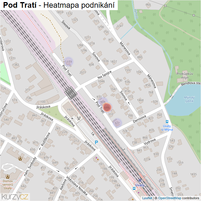 Mapa Pod Tratí - Firmy v ulici.