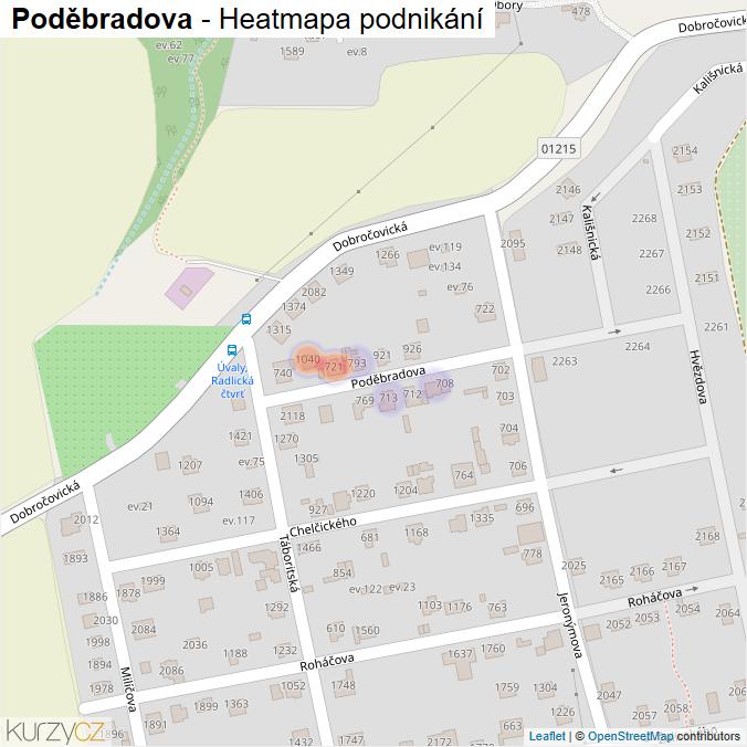 Mapa Poděbradova - Firmy v ulici.