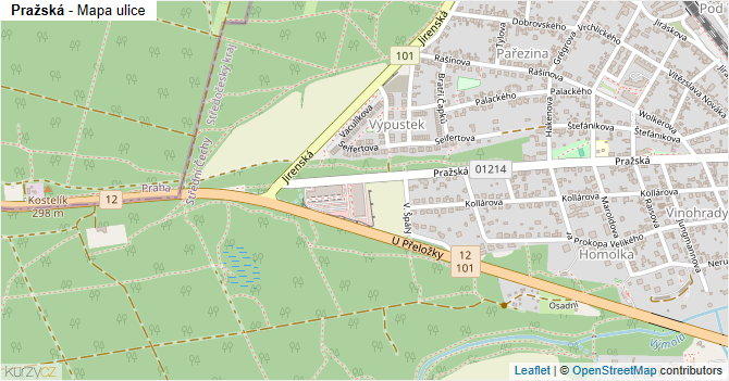 Pražská - mapa ulice