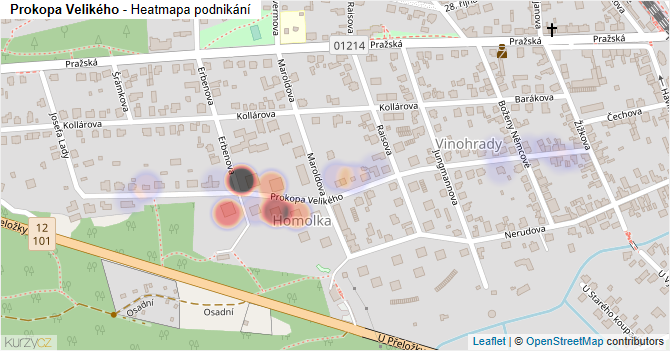 Prokopa Velikého - mapa podnikání