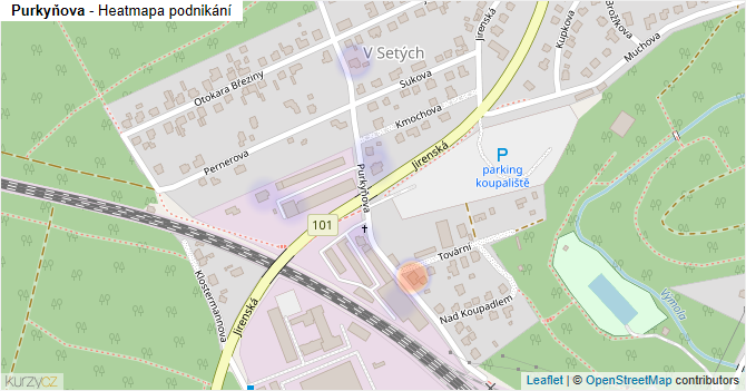 Purkyňova - mapa podnikání