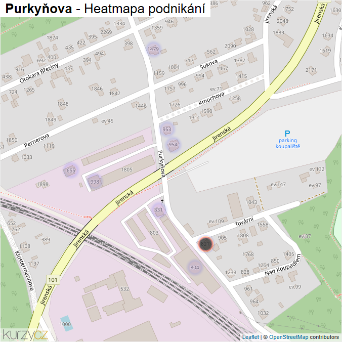 Mapa Purkyňova - Firmy v ulici.