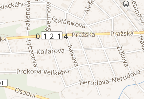 Raisova v obci Úvaly - mapa ulice
