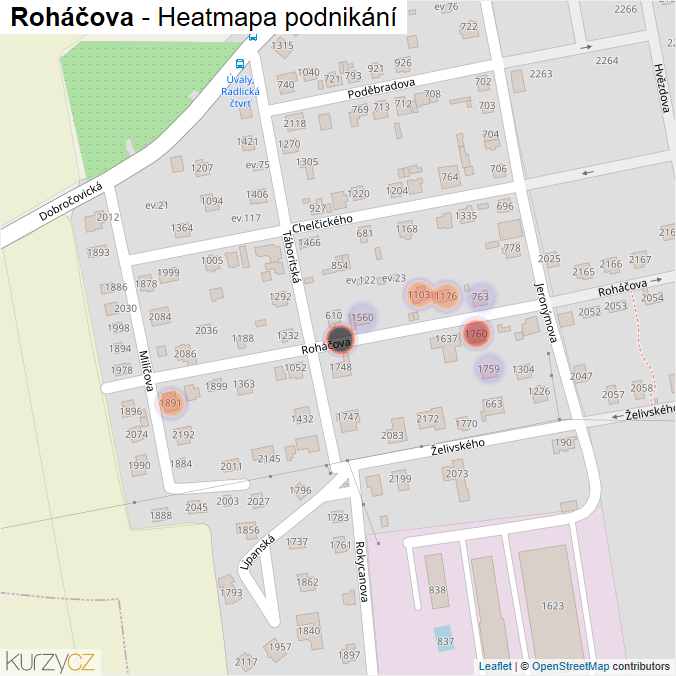 Mapa Roháčova - Firmy v ulici.