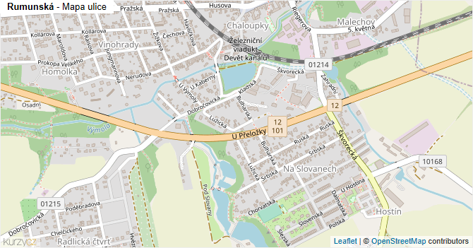 Rumunská - mapa ulice
