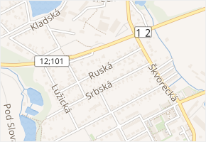 Ruská v obci Úvaly - mapa ulice
