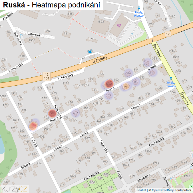 Mapa Ruská - Firmy v ulici.