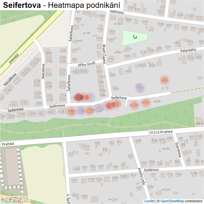 Mapa Seifertova - Firmy v ulici.