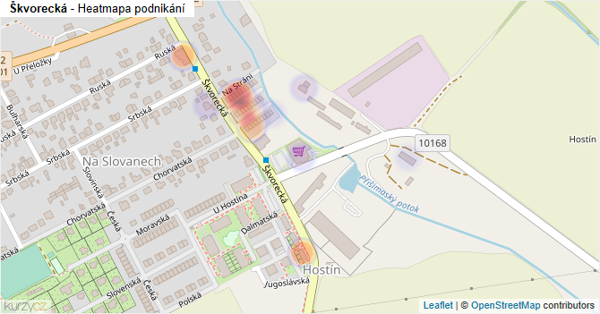 Škvorecká - mapa podnikání