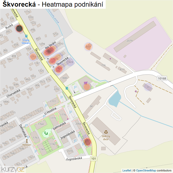 Mapa Škvorecká - Firmy v ulici.