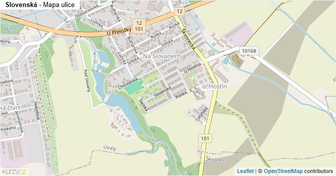Slovenská - mapa ulice