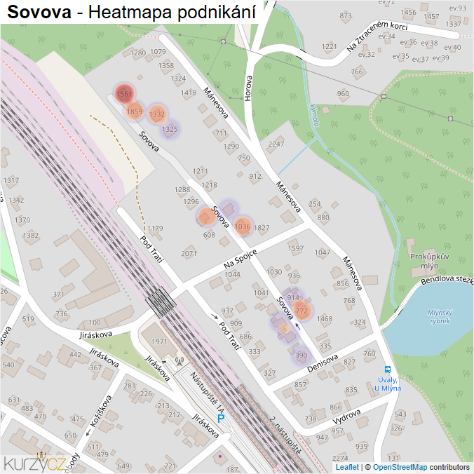 Mapa Sovova - Firmy v ulici.